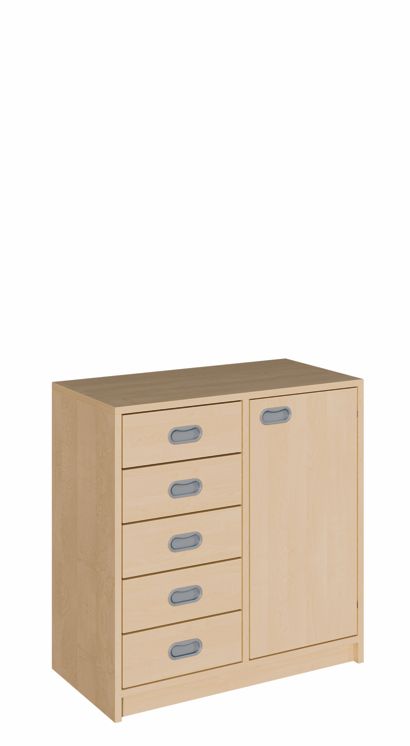 K Schrank 80 cm, 1 Tür re./li./5 Schübe, 2 Breiten
